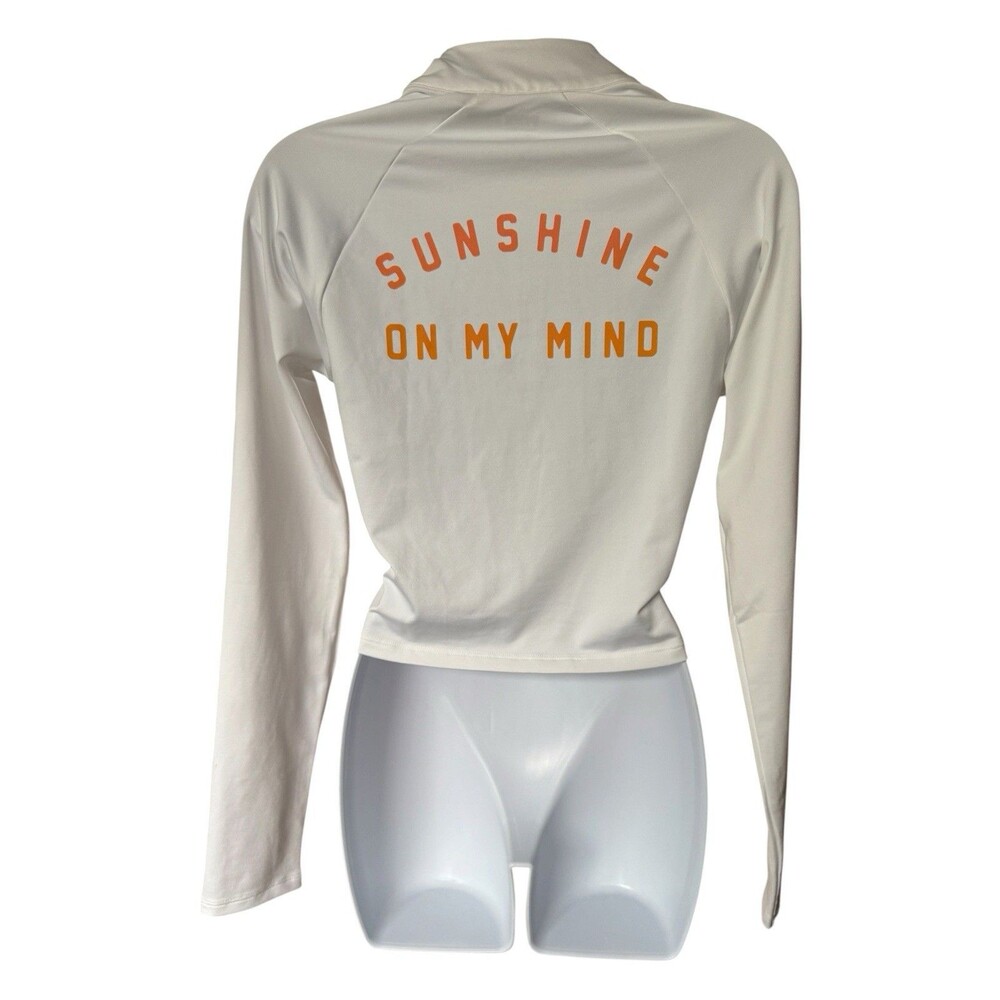 VS Pink Gym To Swim Long Sleeve Crop Top Half Zip Lightweight Medium NWT
